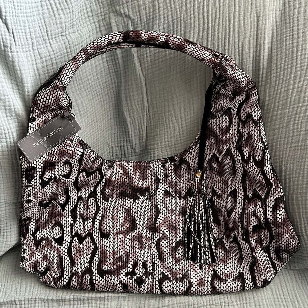 Maxine Couture Snakeskin Print Hobo Bag NWT